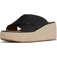 Original Brands Platfforms espadrille leather wedge cross slides