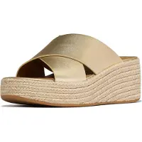 Original Brands Platfforms espadrille leather wedge cross slides