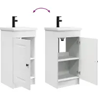 vidaXL Badkamer Vanity met Wastafel Wit 42 x 40 x 84,5 cm Bewerkt hout