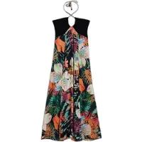 Desigual Zomerjurk 'Tropical' turquoise / groen / donkeroranje / zwart