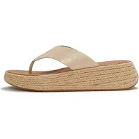 FitFlop F-Mode Espadrille Shimmersuede Toe-Post Sandals Dames Sandalen - Metallic Beige