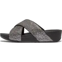 FitFlop Women Lulu Cross Slide Glitterball Silver-Schoenmaat 42