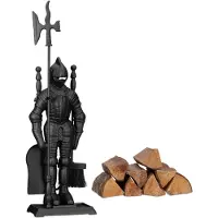 Aura Openhaard Set - Haardset - Openhaard Gereedschap - 4 Delig - Zwart - 13cm x 21cm x 72cm; 7 kg