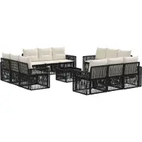vidaXL Tuinbank Set 13 st Zwart en Crème Wit poly rattan