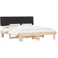 vidaXL Bedframe met gestoffeerd hoofdeinde, zwart, 200 x 200 cm