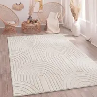 Paco Home Hoogpolig Vloerkleed Woonkamer Shaggy Scandinavisch Boho Regenboog Beige 200x280 cm