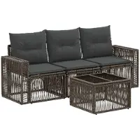 vidaXL Tuinbank Set 4 st Grijs en Donkergrijs poly rattan