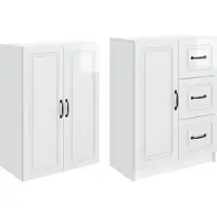 vidaXL Kast Set 2 st Hoogglans Wit Bewerkt hout