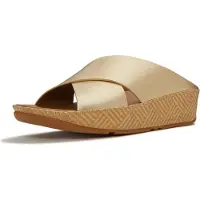Original Brands Lulu lux graphic-weave leather cross slides