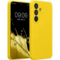 Kwmobile telefoonhoesje geschikt voor Samsung Galaxy S25 - TPU backcover met siliconen coating - Smartphone case in stralend geel