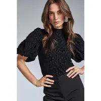 Freebird Dames Tops & T-shirts Tova Ss - Zwart - Maat XL