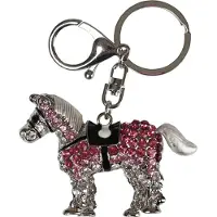 Horka sleutelhanger pony zilver met diamantjes 7 cm