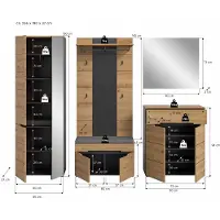 Furnilux Canu kledingkastcombinatie inclusief zitkussen artisan nb basaltgrijs nb
