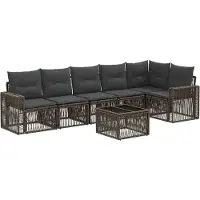 vidaXL Tuinbank Set 7 st Grijs en Donkergrijs poly rattan