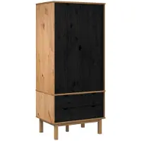vidaXL Kledingkast OTTA Zwart 76,5 x 53 x 172 cm Massief grenenhout