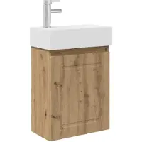 vidaXL Badkamermeubel met kraan Artisanaal eiken 45,5 x 22,5 x 84 cm