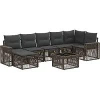 vidaXL Tuinbank Set 8 st Grijs en Donkergrijs poly rattan