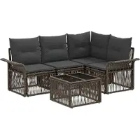 vidaXL Tuinbank Set 5 st Grijs poly rattan