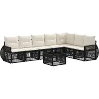 vidaXL Tuinbank Set 8 st Zwart en Crème Wit poly rattan