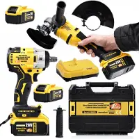 Rosfix Accupakket Set – Slagschroevendraaier KUYT20V en Haakse Slijper SYS20V | 21V, 2x4Ah Max Lithium | voor Werkplaats
