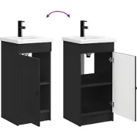 vidaXL Badkamer Vanity met Wastafel Zwart 42 x 40 x 84,5 cm