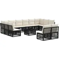 vidaXL Tuinbank Set 13 st Zwart poly rattan