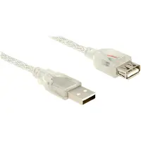 DeLOCK USB-A naar USB-A verlengkabel - USB2.0 - tot 2A / transparant - 1,5 meter