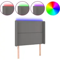 vidaXL Hoofdbord LED 103x16x118/128 cm kunstleer grijs
