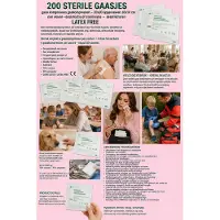 Texpol 200 STERILE GAASJES GAAS KOMPRESSEN GASKOMPRESSEN 20X20 OPGEVOUWEN 10X10 CM NON WOVEN DESINFECTIE OF STERILISATIE DESINFECTEREN LATEX FREE STERIEL VERPAKT 4 GAASKOMPRESSEN PER SACHET