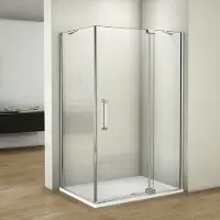 AICA Douchecabine 8mm NANO glas, wand met deur 80x195cm douchedeur, vastwand 90cm