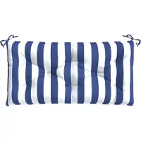 vidaXL Tuinbankkussen gestreept 110x50x7 cm stof wit en blauw
