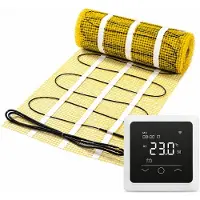Pro-mat 1 m², Kleur thermostaat: Wit - Pro-series Complete set, 150 watt per m², met wifi thermostaat passend in de meeste afdekraampjes - vloerverwarming matten - vloerverwarming matten