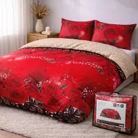 Beau Maison Valking Bedrukt Dekbed - Dekbed Zonder Overtrek - Rode Rozen - 240 x 220 cm - Hoesloos - 2 in 1 dekbed - Wasbaar