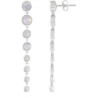 Cavill - Zilveren Oorbellen - 925 Sterling Zilver Geplatineerd - Welo Opalen Rond 1,92 ct - Ethiopische Edelsteen - Bezel Zetting - Elegante Oorbellen