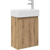 vidaXL Badkamermeubel met kraan Artisanaal eiken 45,5 x 22,5 x 84 cm