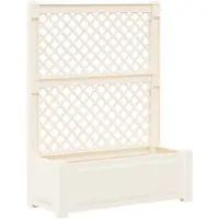 vidaXL Grote plantenbak met trellis Wit 99,5 x 43 x 133,5 cm PP
