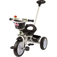 Triton Driewieler - met duwstang en fietsmandje- 95x48x90cm - zwart