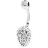 Lucardi - Dames Stalen navelpiercing met zirkonia - Piercing - Staal - Zilverkleurig