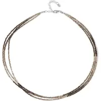 Cavill - 925 Sterling Zilver Halsketting - Gerhodineerd - Braziliaanse Rookkwarts 26,61 ct - Drievoudige Meerlaagse Ketting - Luxe Zilveren Sieraad