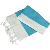 Artg Hamamzz Hamam Antalya Gestreepte Handdoek (Wit/Aqua Blauw)