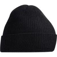 Beechfield Geribde muts Polylana (Zwart)