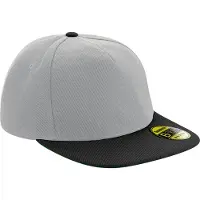 Beechfield Originele 6 Paneel Flat Peak Snapback Cap (Grijs/Zwart)