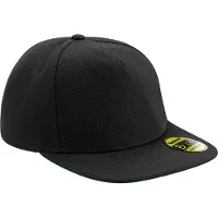 Beechfield Originele 6 Paneel Flat Peak Snapback Cap (Zwart)