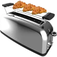 Cecotec Toastin' time 1100, voor 2 sneetjes, roestvrij staal, roestvrij staal, knoppen, hendel, draaibaar, 1100 W, 220 - 240 V