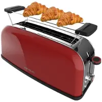 Cecotec Toastin' time 1100, voor 2 sneetjes brood, rood, roestvrij staal, met knoppen, hendel, draaibaar, 1100 W, 220 - 240 V