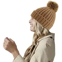 Beechfield Gebreide muts van imitatiebont (Koekje)