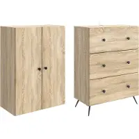 vidaXL Kast Set 2 st 66 x 34,5 x 90 cm Bewerkt hout Sonoma Eiken