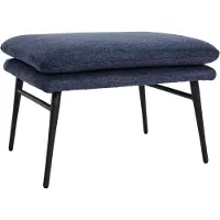MCW Kruk -L62, kruk voetensteun voetenbank gestoffeerde kruk, 38x56x40cm stof/textiel ~ blauw
