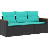 vidaXL 3-delige loungeset voor de tuin met kussens, zwart kunststof vlechtwerk