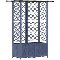 vidaXL Verhoogde plantenbak met klimrek en dak, grijs, 124 x 40 x 136 cm, PP
